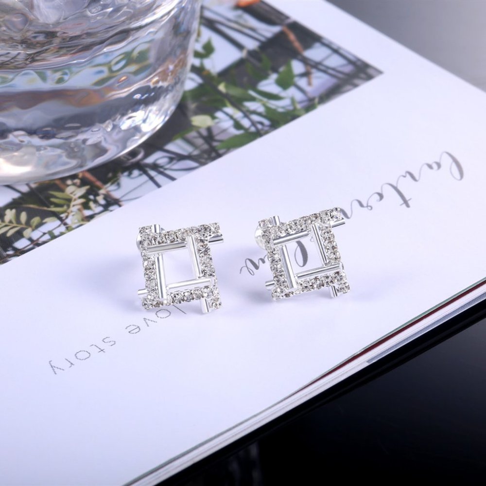 Classic Cubic Zirconia Wedding Stud Earrings for Women, FB16FA1007